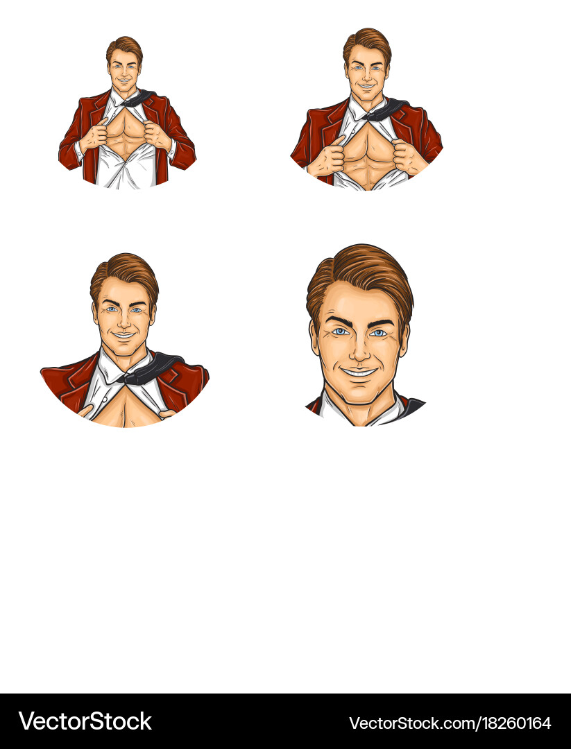 Set of pop art round avatar icons for users vector image