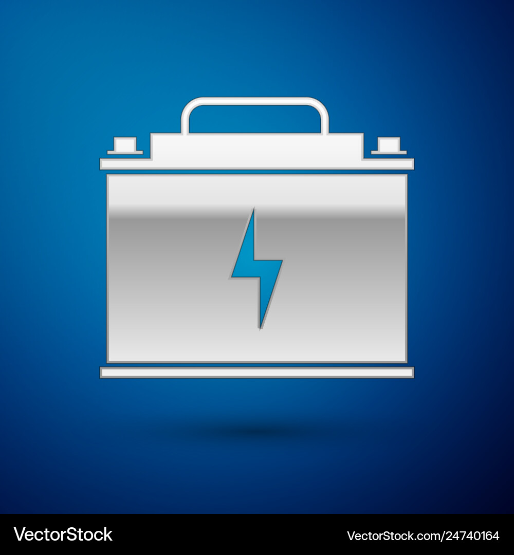 Silver car battery icon isolated on blue Silver car battery icon isolated on blue vector image