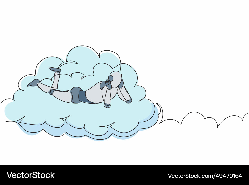 Single continuous line drawing robot lay Single continuous line drawing robot lay vector image