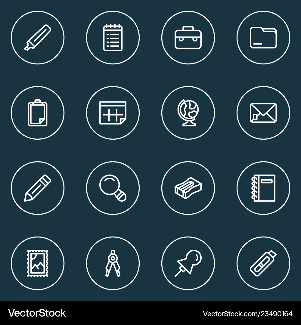 Tool icons line style set with clipboard to do Vector Image