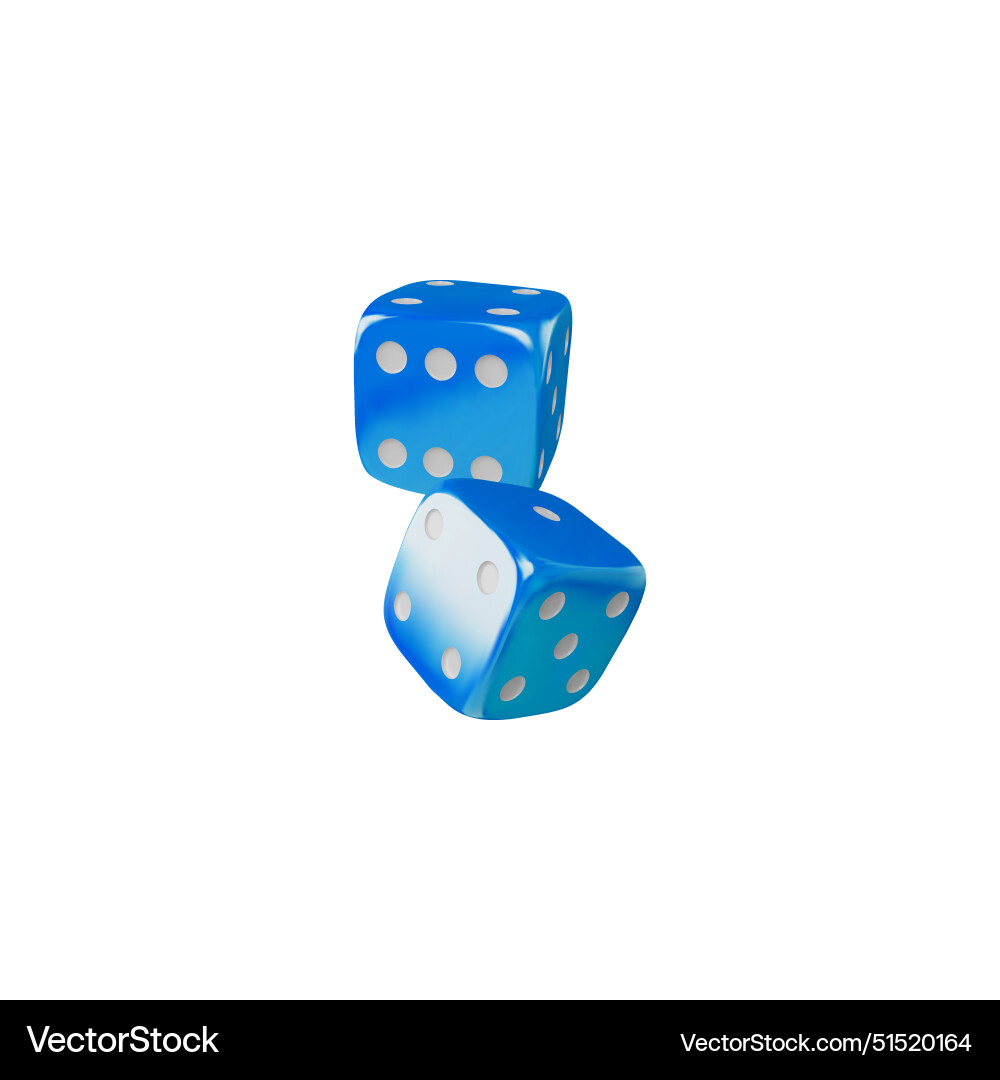 Two game dice falling realistic 3d icon vector image