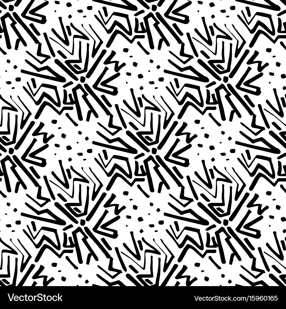 Abstract seamless pattern linear hand drawn motif vector image