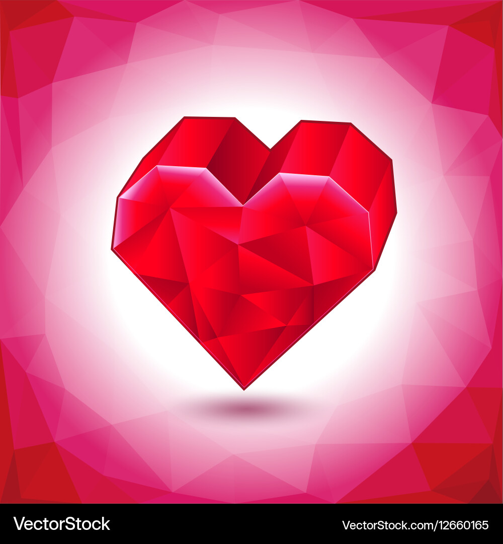 Abstract three-dimensional red heart triangles Vector Image