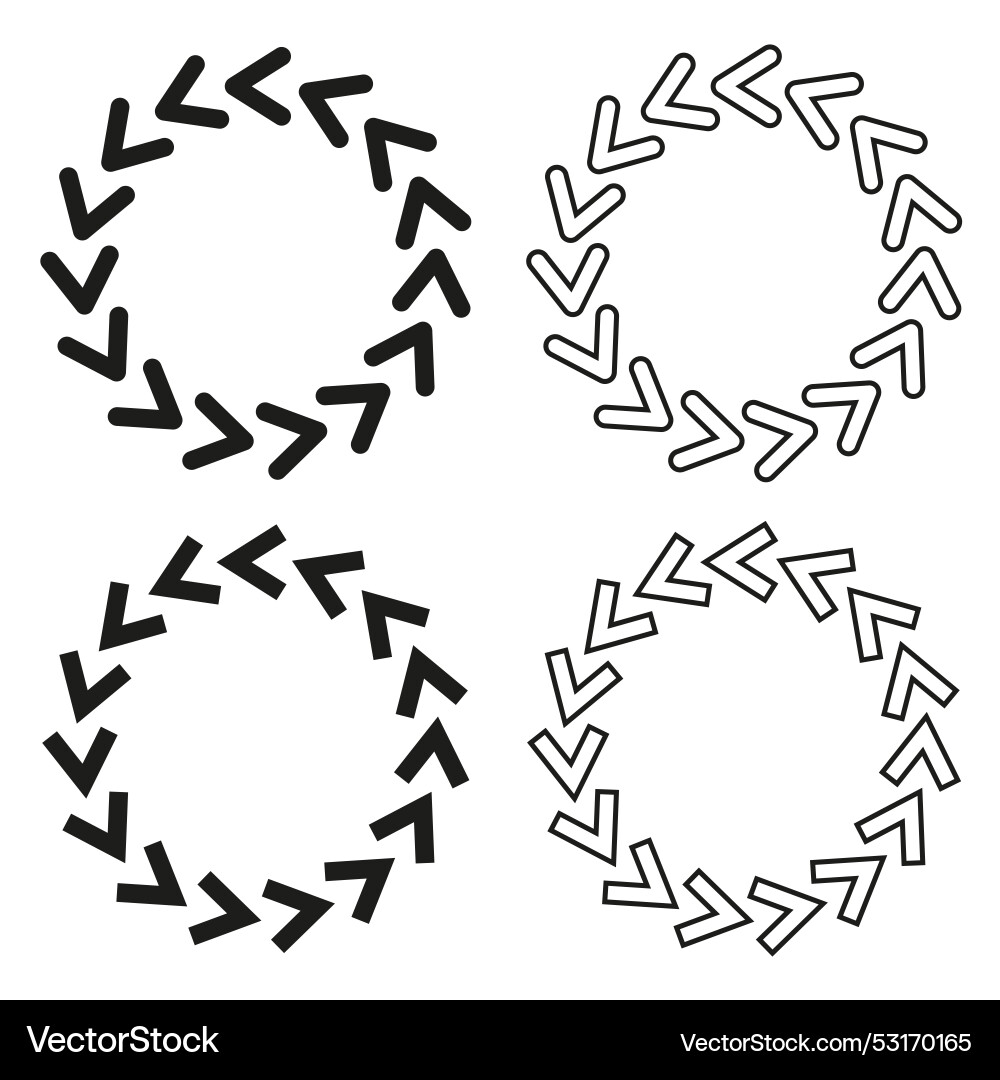 Arrow circle frame set geometric circular borders Vector Image