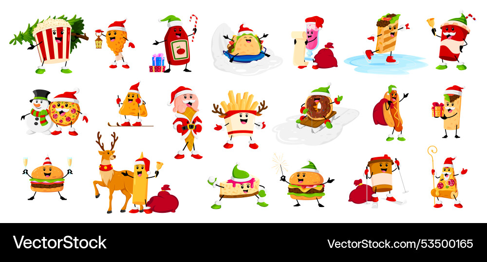 Christmas Fast Food Characters vector image
