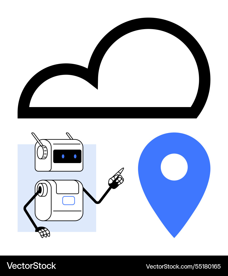 Cloud computing with ai and location pin Cloud computing with ai and location pin vector image