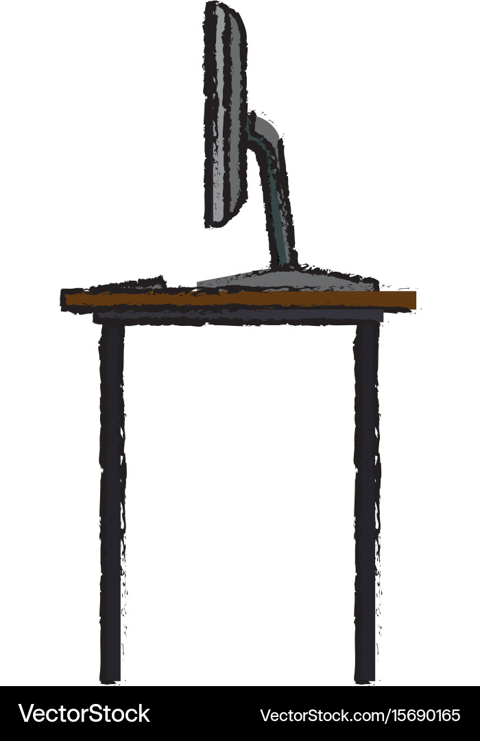 Desk computer office work equipment objects Vector Image