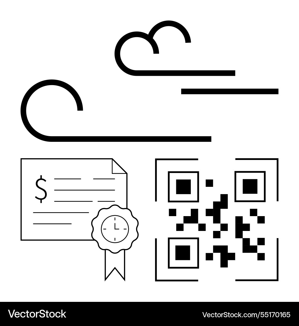 Digital transaction with qr code billing document Digital transaction with qr code billing document vector image