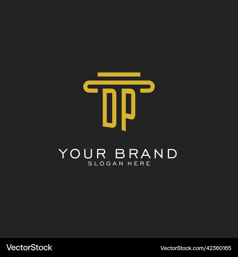 Dp initial logo with simple pillar style design Dp initial logo with simple pillar style design Vector Image