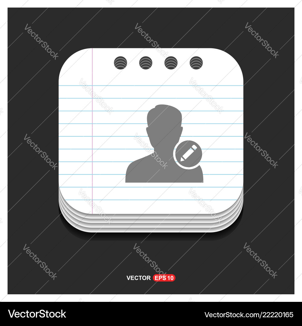 Edit user icon gray on notepad style Edit user icon gray on notepad style vector image