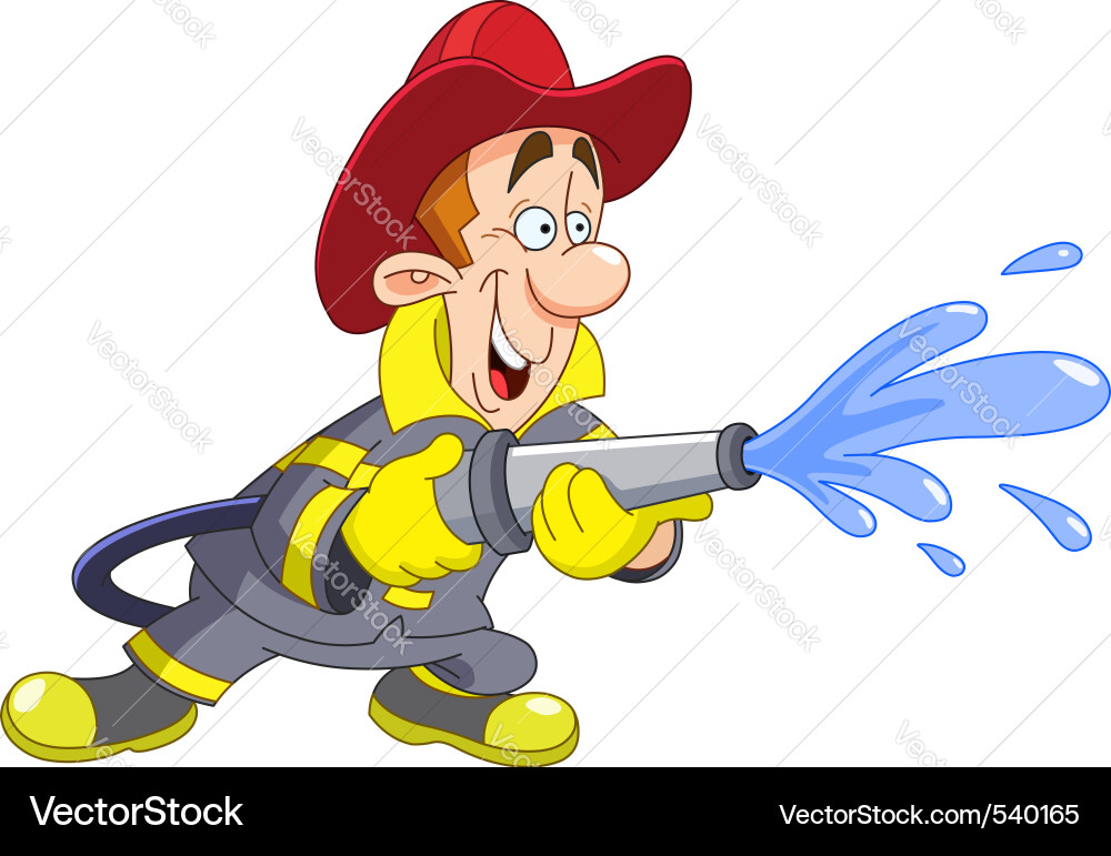 Firefighter with Hose Vector Image