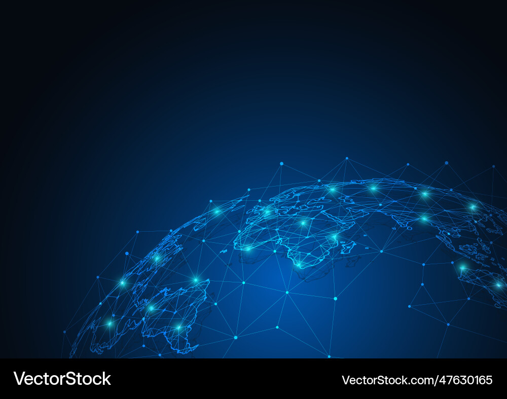 Global network connection world map point Global network connection world map point vector image