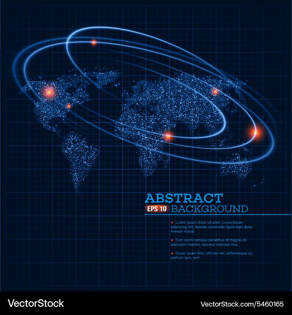 Glowing World Map with Network Points vector image
