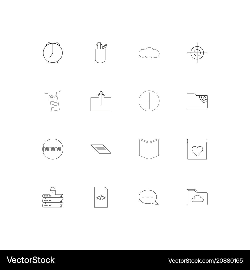 Internet technologies linear thin icons set vector image