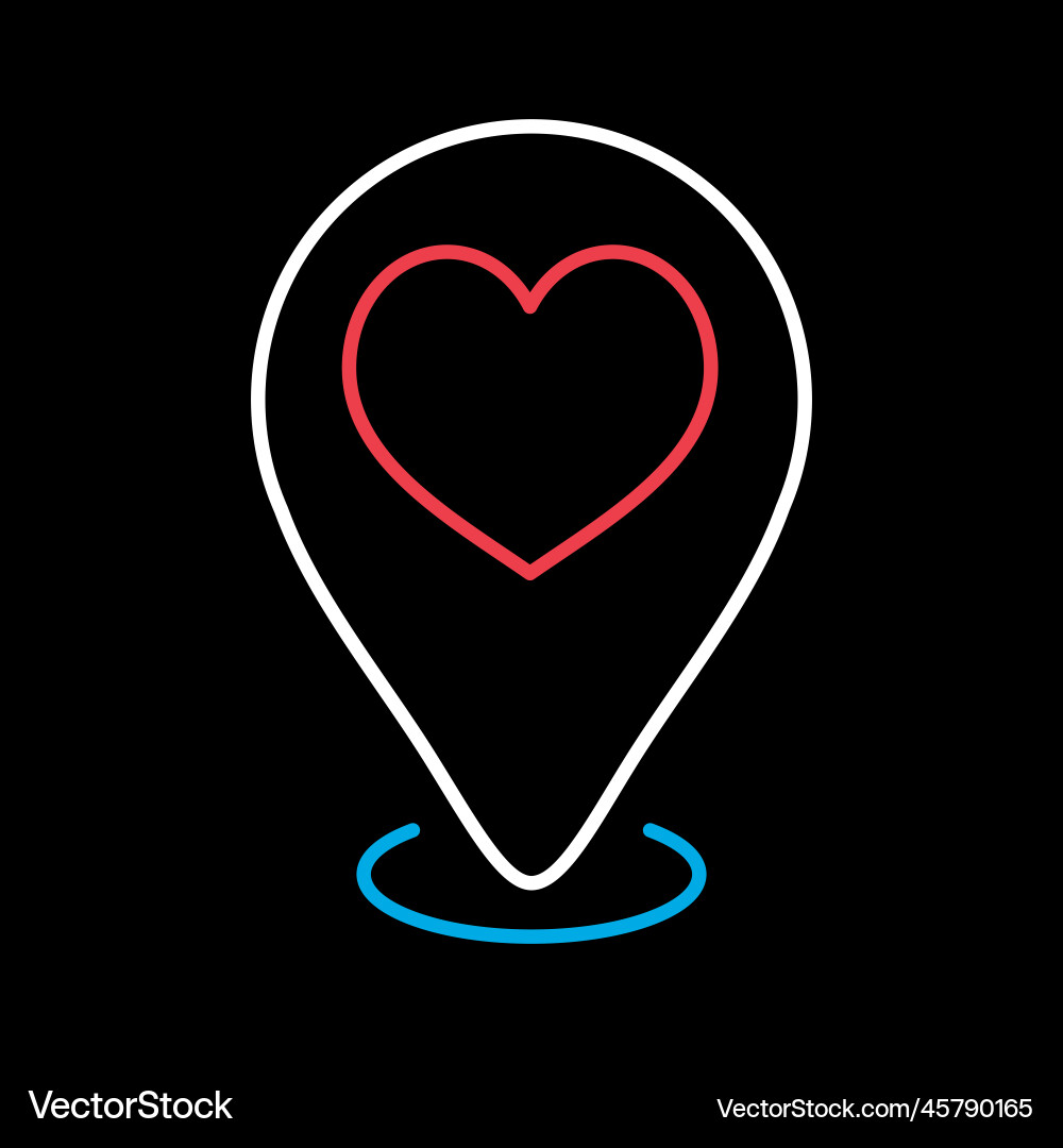 Map pointer with heart icon vector image