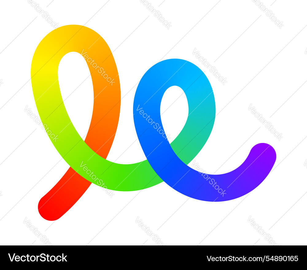 Rainbow colored line with loops isolated on white Rainbow colored line with loops isolated on white Vector Image