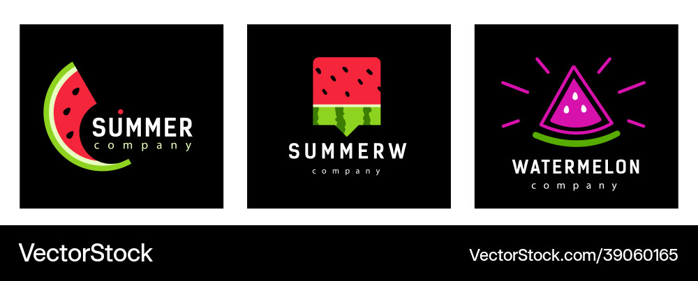 Set abstrakte Wassermelone Logo Konzept Sommer Set abstrakte Wassermelone Logo Konzept Sommer Vektorbild