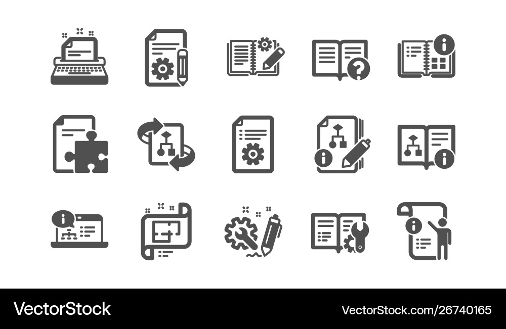 Technical documentation icons instruction plan Technical documentation icons instruction plan vector image
