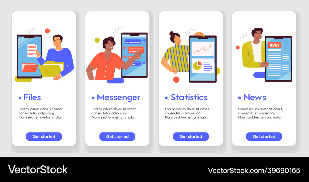 Template design for mobile app pages Template design for mobile app pages Vector Image