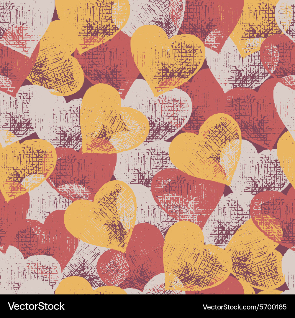 Vintage heart hand drawn seamless pattern Vector Image