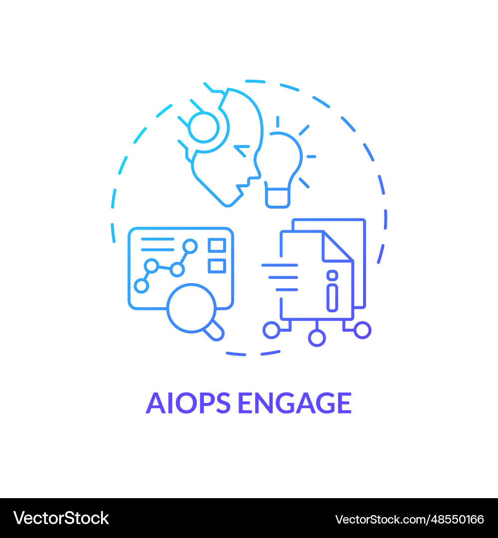 2d thin linear gradient ai ops engage icon 2d thin linear gradient ai ops engage icon vector image