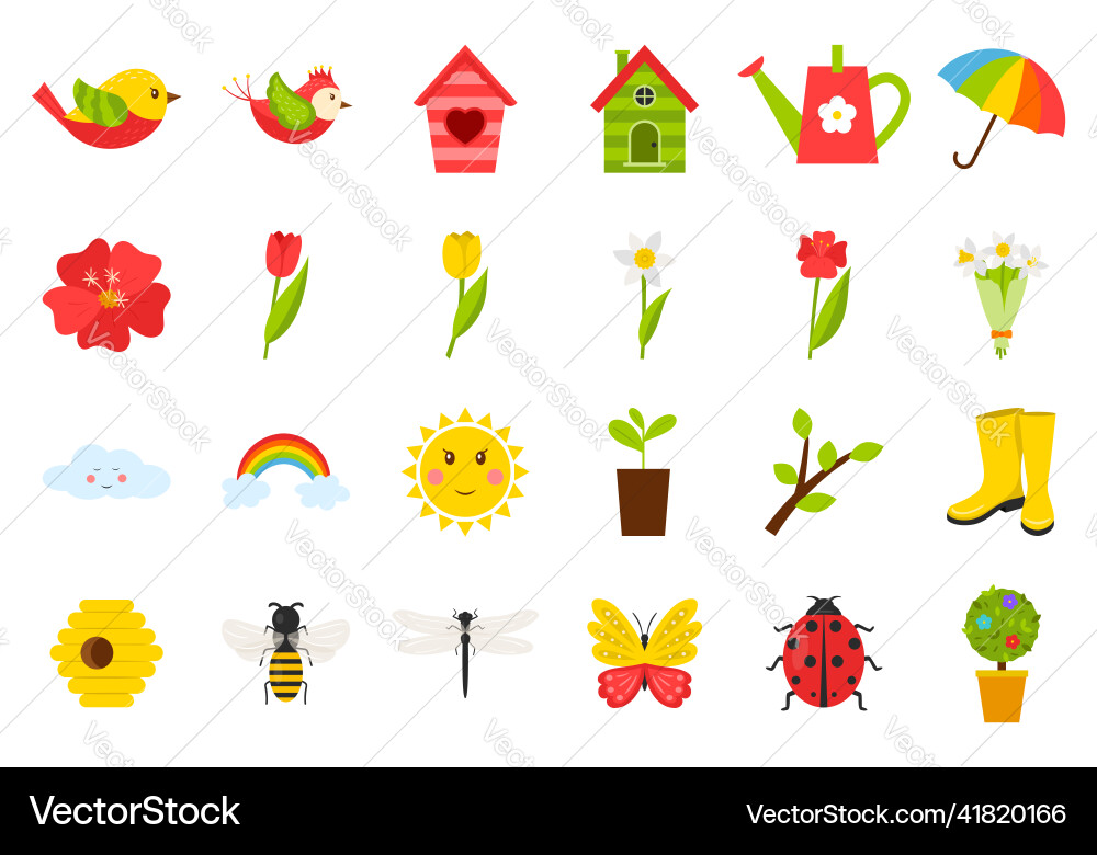 A set of icons on the theme spring summer Vector Image