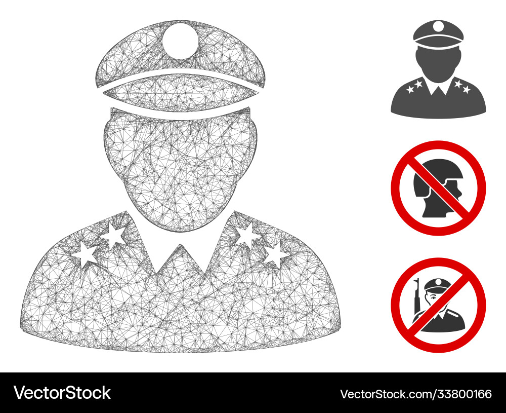 Army general polygonal web mesh vector image
