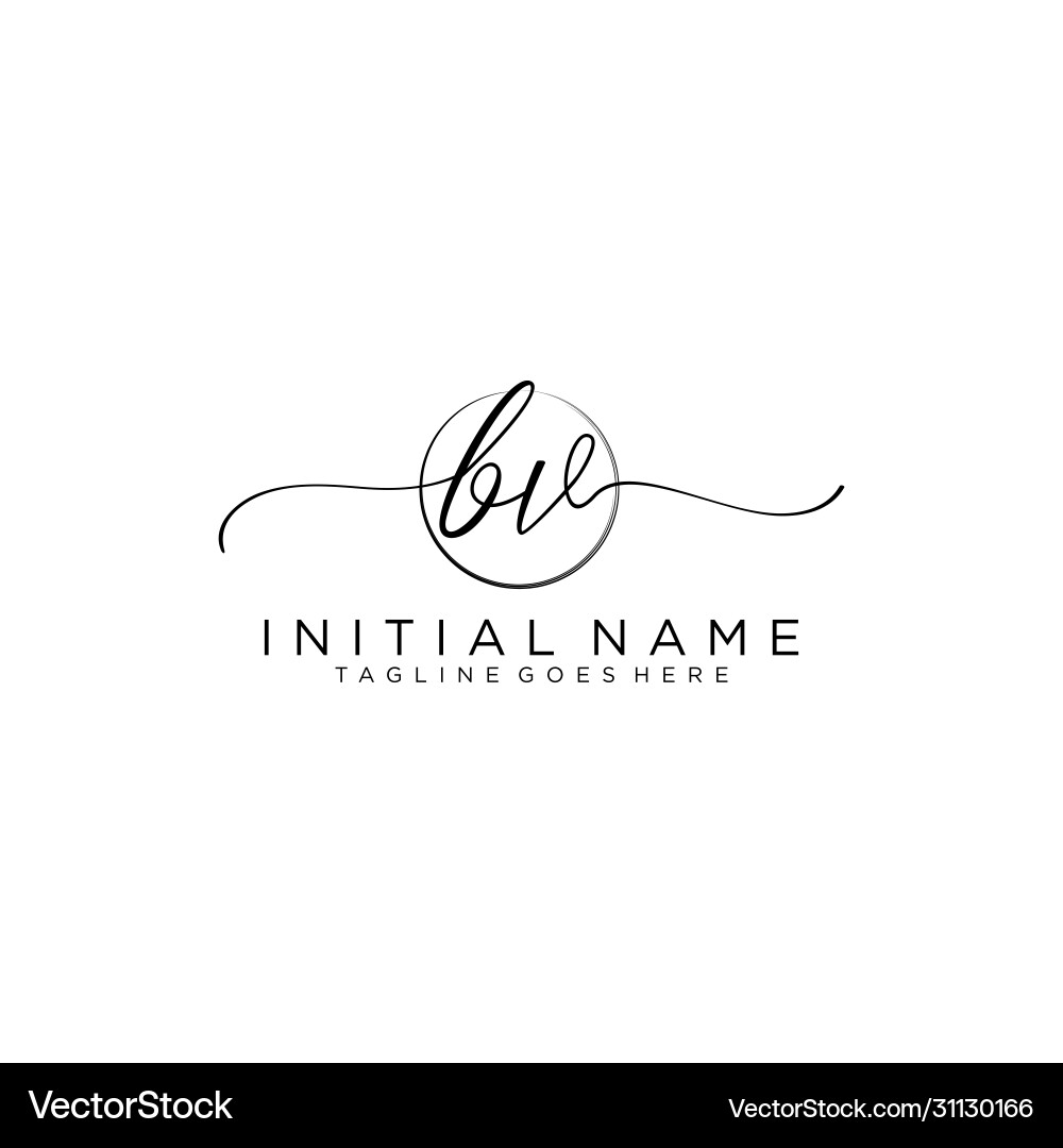Bv initial handwriting logo with circle template Vector Image