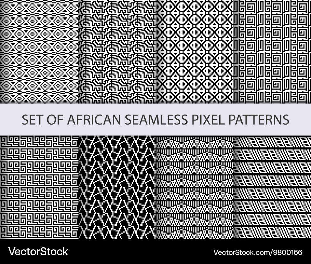 Collection of pixel seamless patterns vector image