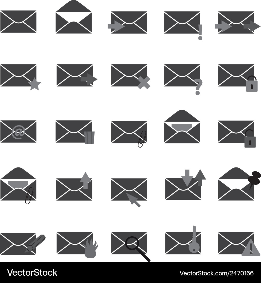 Computer mail simple gray icons eps10 Vector Image