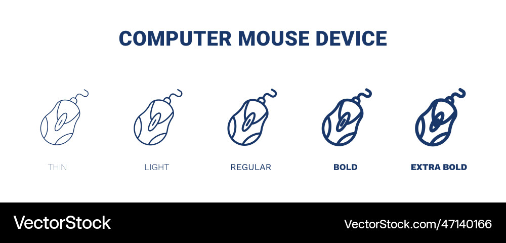 Computer mouse device icons thin light regular Vector Image