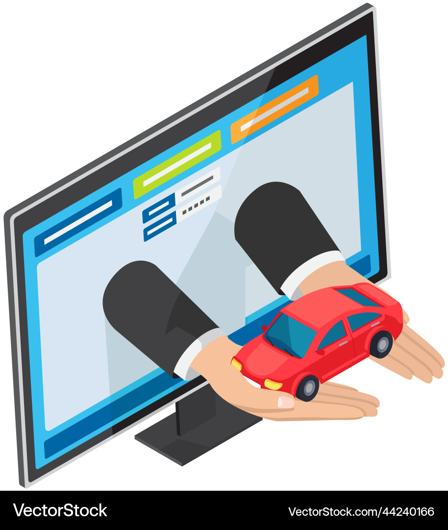 Computer program for selling cars via internet vector image