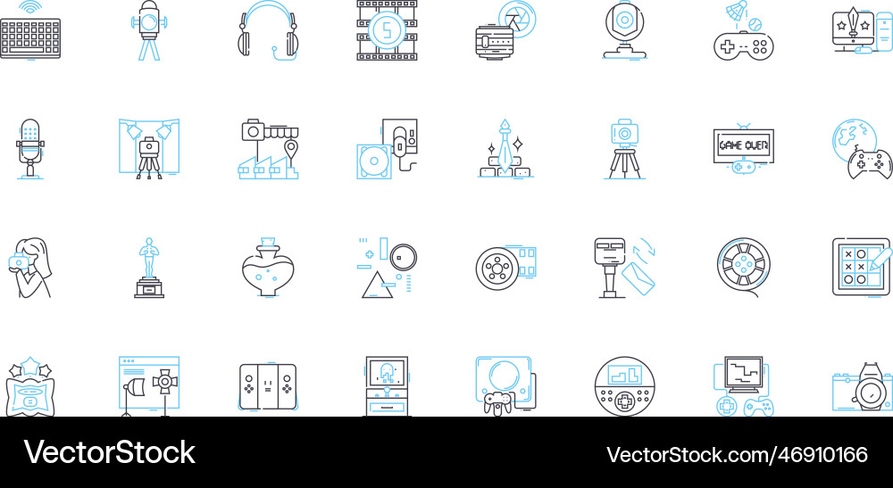 Content creation linear icons set blogging Vector Image