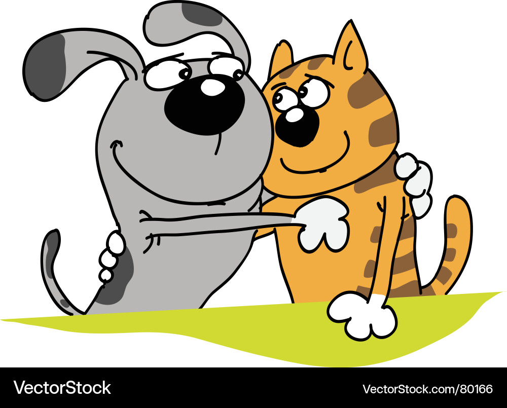 Cute Dog and Cat Friends Vector Image