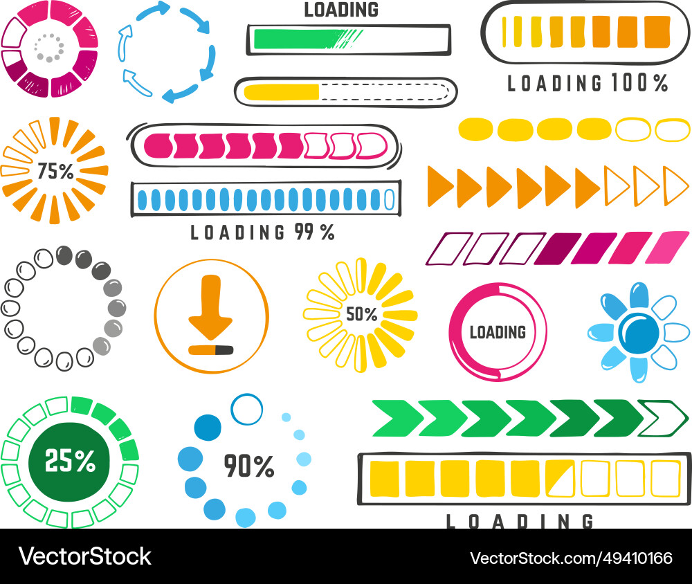 Doodle Ladebars aktualisieren und Internetladebar Doodle Ladebars aktualisieren und Internetladebar vektorbild