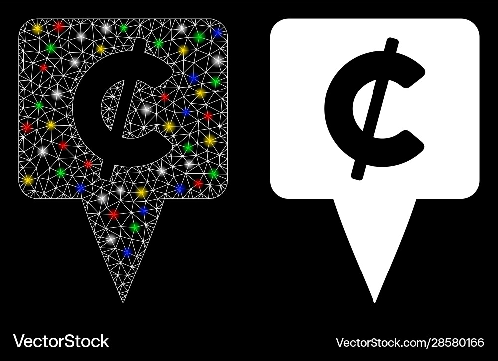Flare mesh carcass cent map pointer icon Flare mesh carcass cent map pointer icon vector image