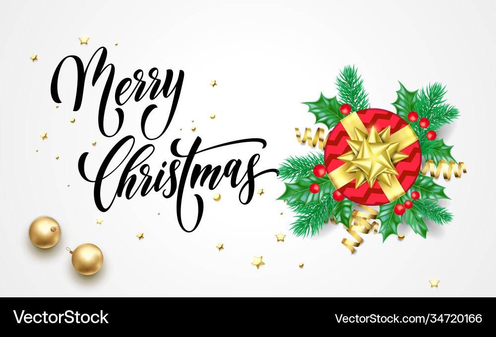 Frohe Weihnachten holly Geschenk Dekoration Kalligraphie Frohe Weihnachten holly Geschenk Dekoration Kalligraphie vektorbild