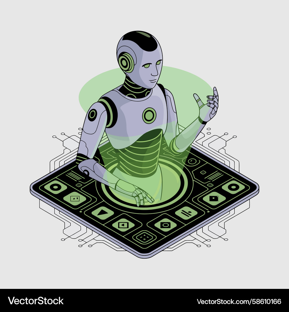 Futuristic robot with digital interface Vector Image