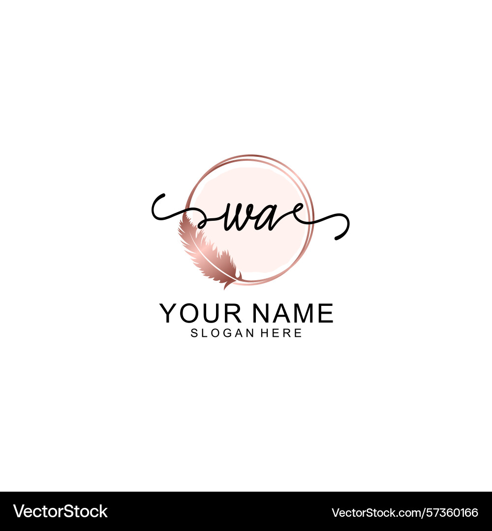 Handwritten wa initial logo with circle Handwritten wa initial logo with circle Vector Image