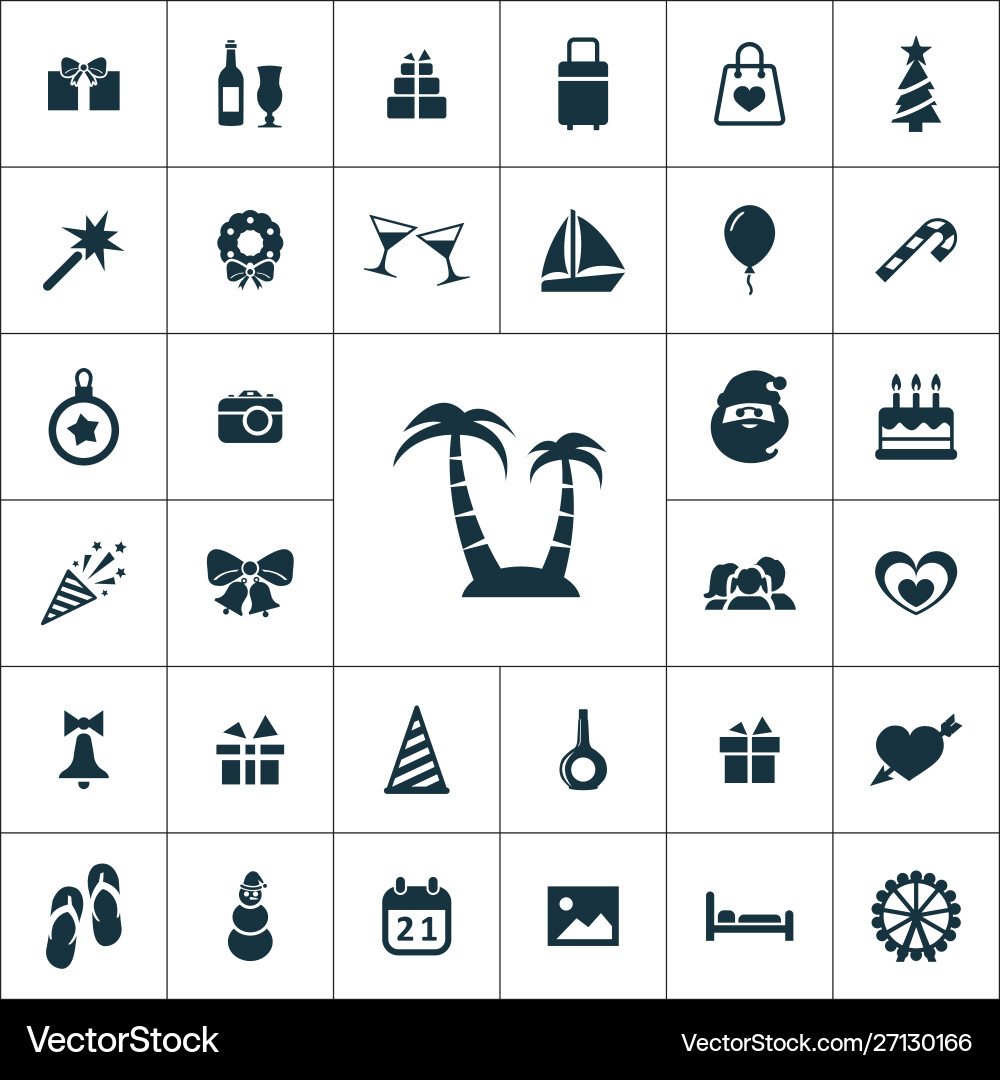 Holiday icons universal set for web and ui vector image