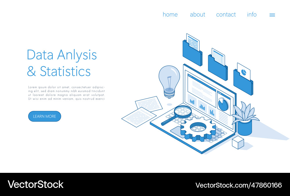 Landing page template data analysis business vector image