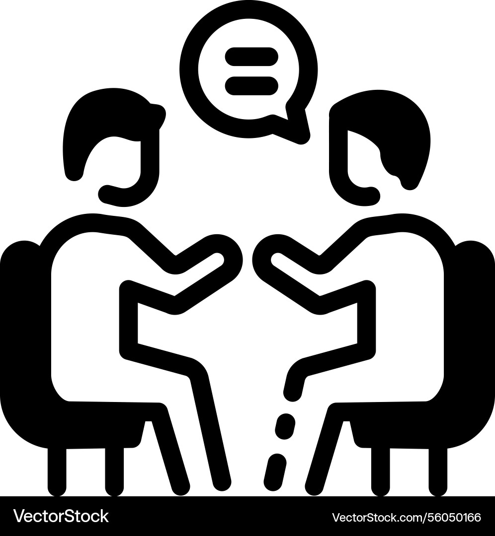 Linear style icon of two characters showing mentor vector image