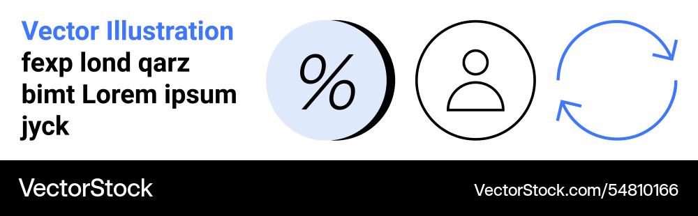 Percentage symbol user profile and reload circle Percentage symbol user profile and reload circle vector image