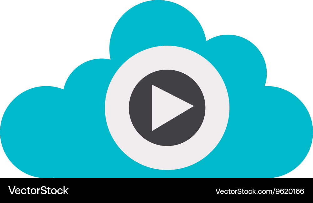 Play button in cloud isolated icon design vector image