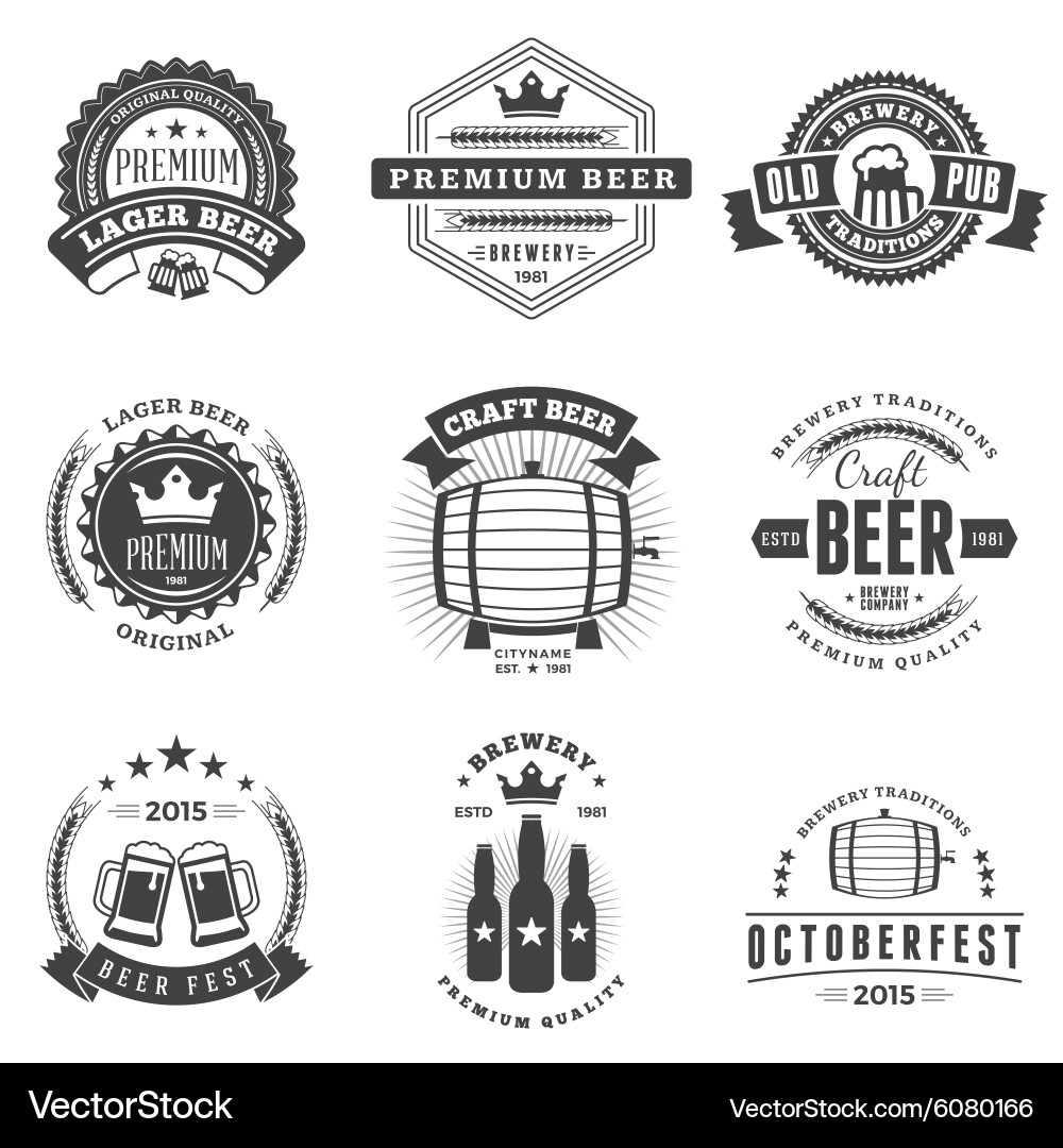 Retro Beer Badges & Labels Vector Image