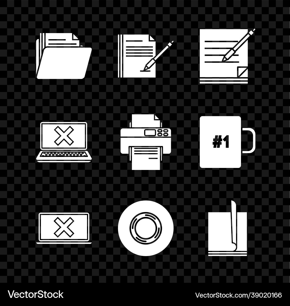 Set document folder blank notebook and pen Set document folder blank notebook and pen Vector Image
