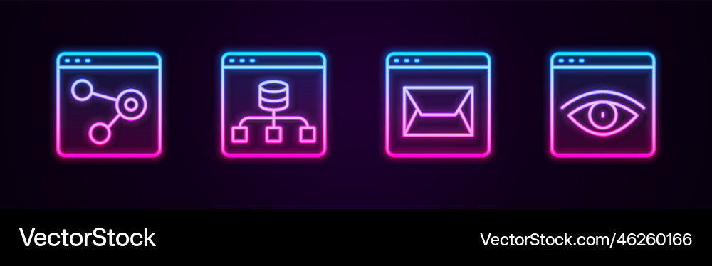 Set line browser window server data website Set line browser window server data website vector image