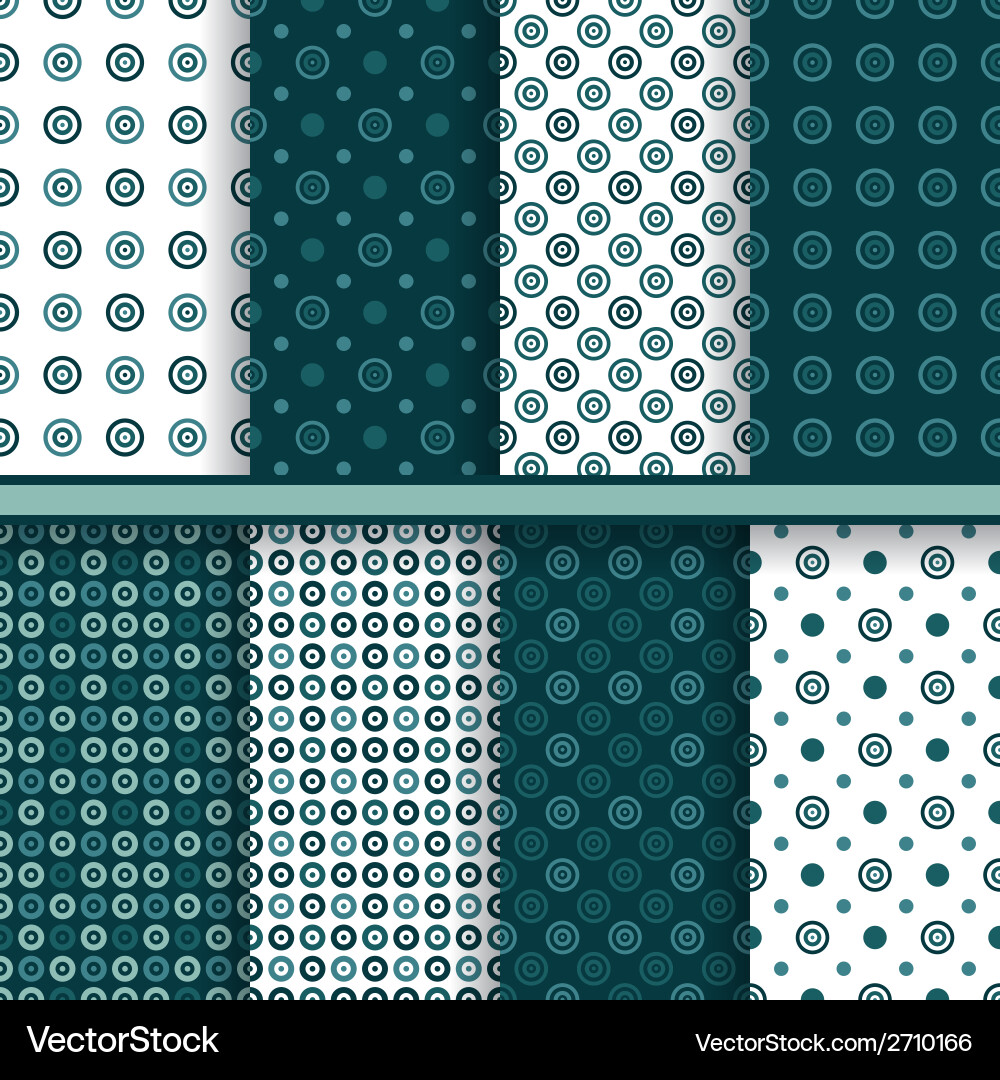 Set of circle round seamless patterns vector image