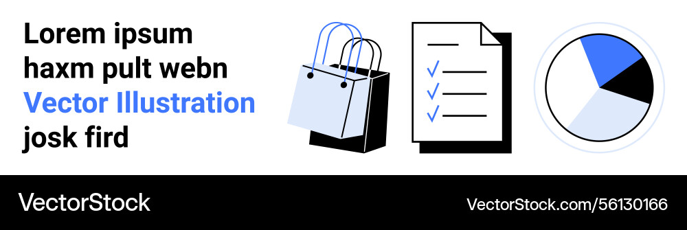 Shopping bag checklist and pie chart Vector Image