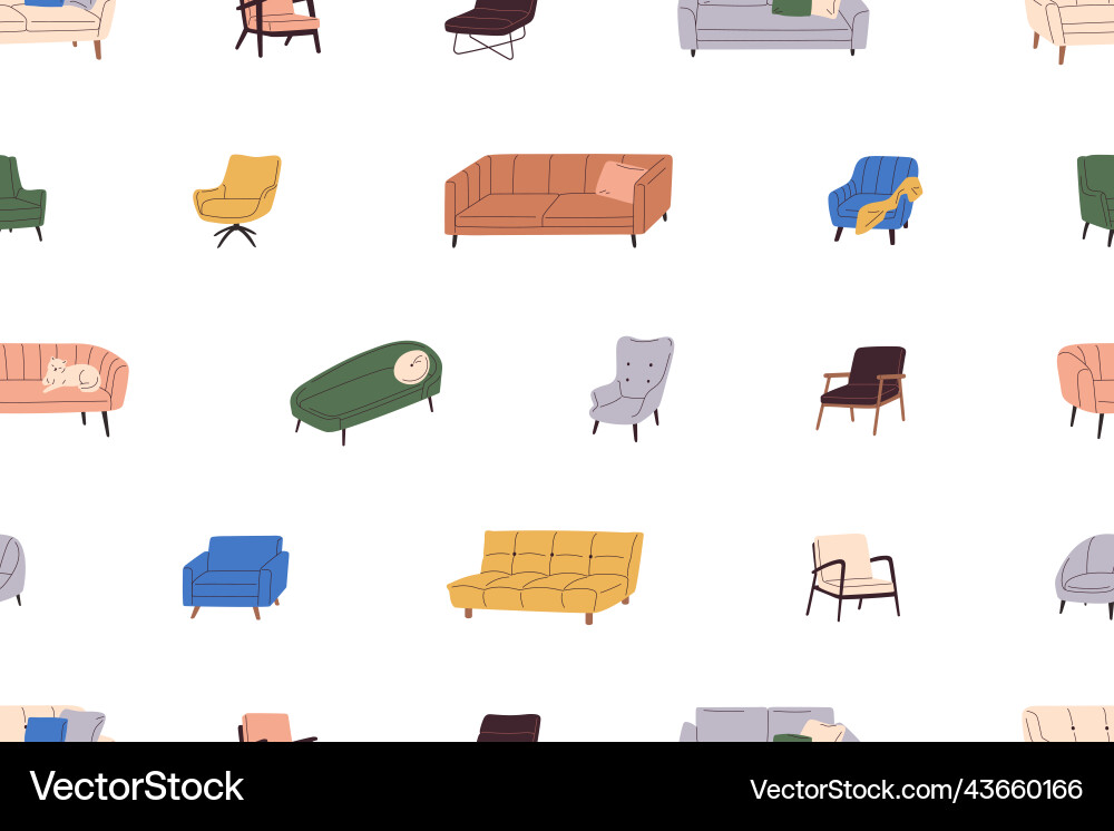 Sofas armchairs pattern seamless background Sofas armchairs pattern seamless background vector image
